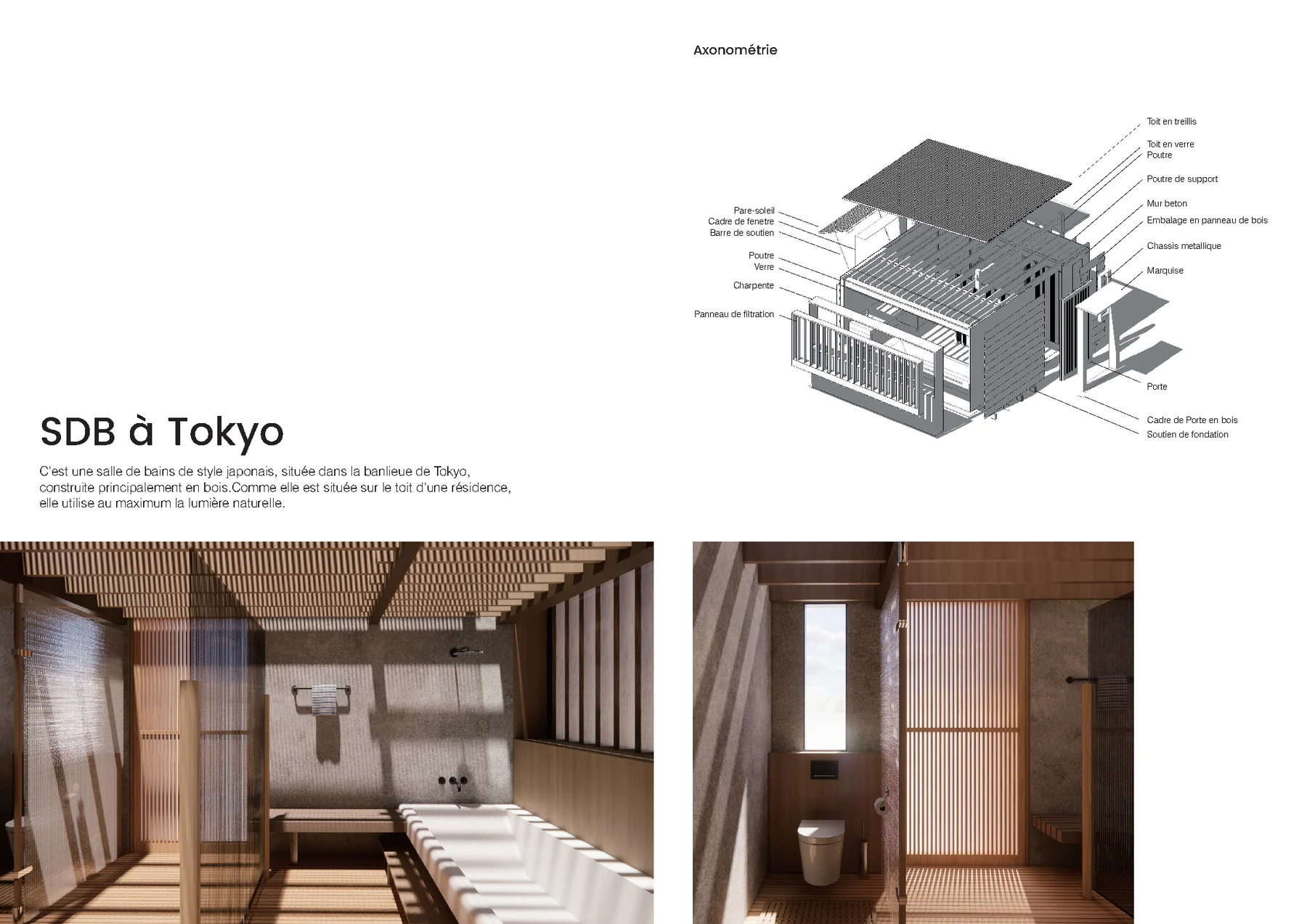 SDB à Tokyo, axonométrie et construction