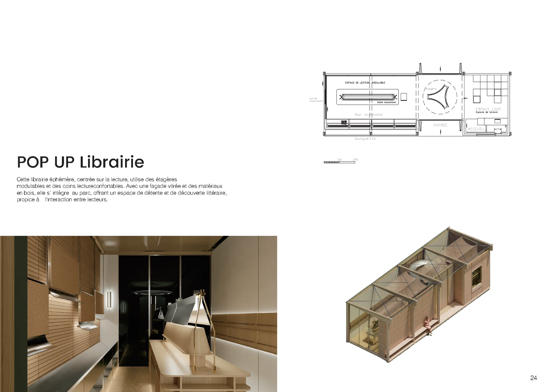 POP UP Librairie, rendu et texte